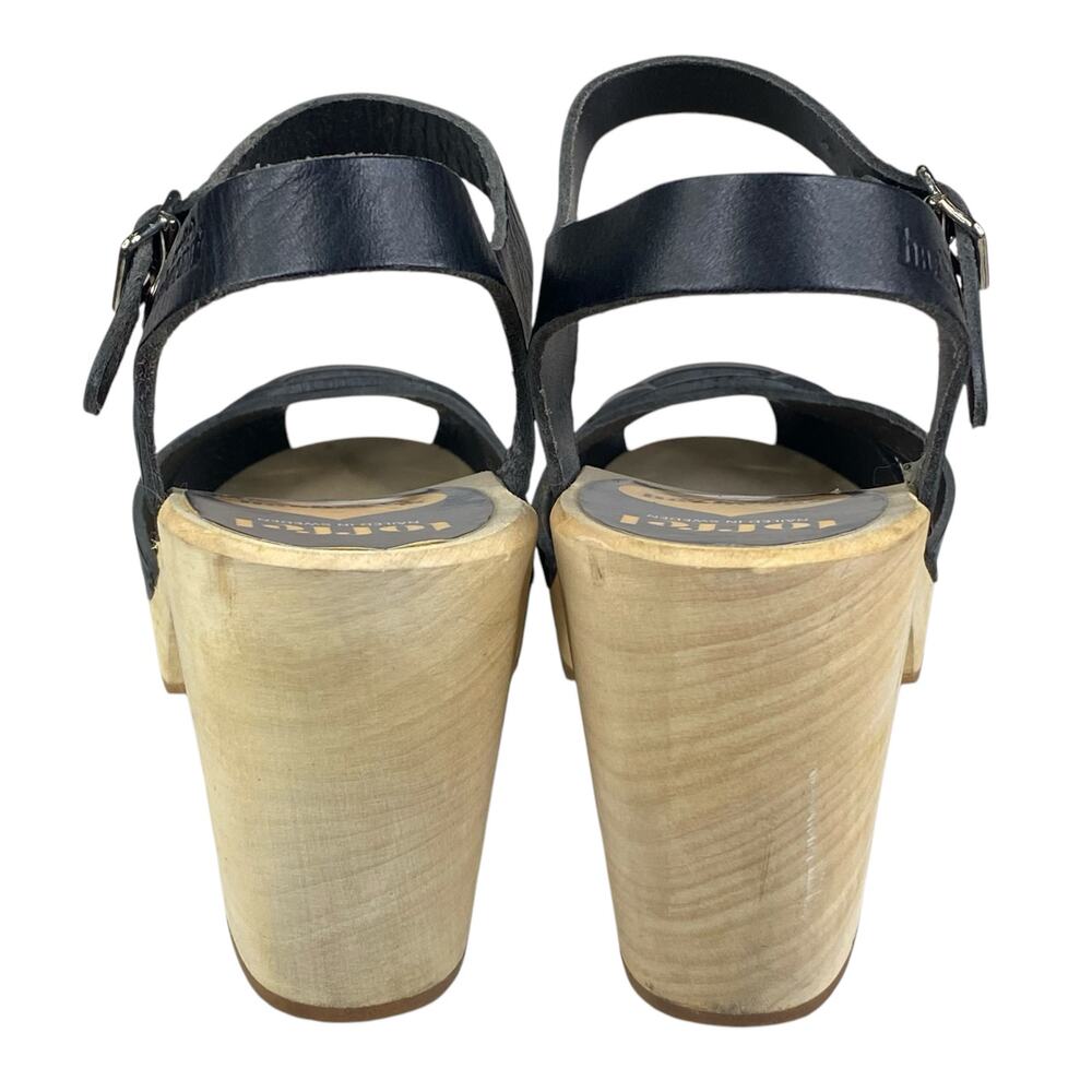 Swedish Hasbeens Toffel Women's Black Leather Slingback Clog Sandal Size 39 US 9 - Picture 8 of 13